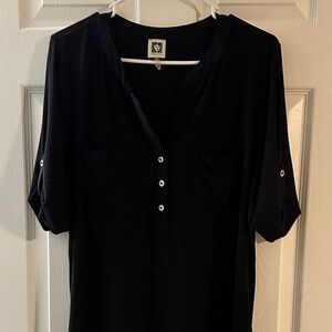 Anne Klein Black Button-Detail Blouse